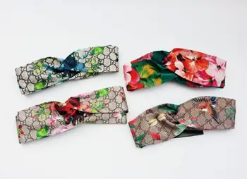 

Women Headband Twist Turban Floral Print Girl dragonfly butterflies hummingbirds Silk Satin Hair Accessories Elastic Head band
