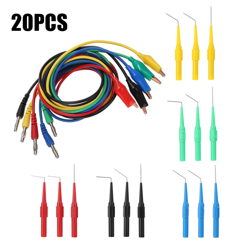 

20Pcs/set 30A Test Lead Vehicle Piercing Line Probe Broken Line Meter Probe Back Piercing Needle Sharp Pen Probe Plug Kit