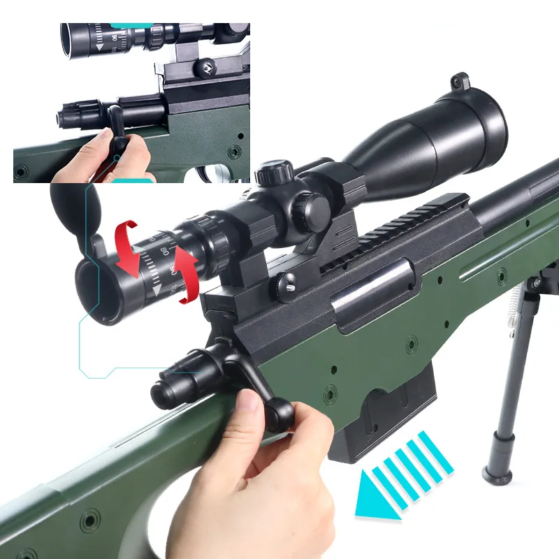 

Children Eat Chicken Toy AWM Water Gun Emulate Toy Manual Loaded Emission Infrared Toy Gun