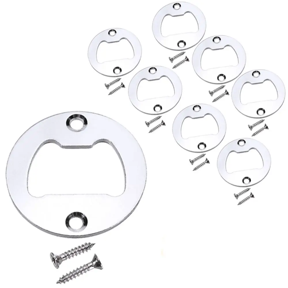 10/20PCS Bottle Opener Insert Stainless Steel Round DIY Bottle Opener Hardware Kit Hardware Parts Supply with Screws