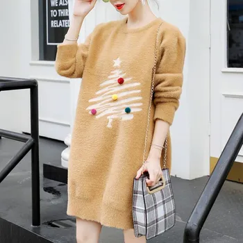 

Christmas Dress New Year Festival Elegant Knit Wool Cashmere Sweater Dress Women Winter Warm Long Sleeve Party Vestidos Clothes