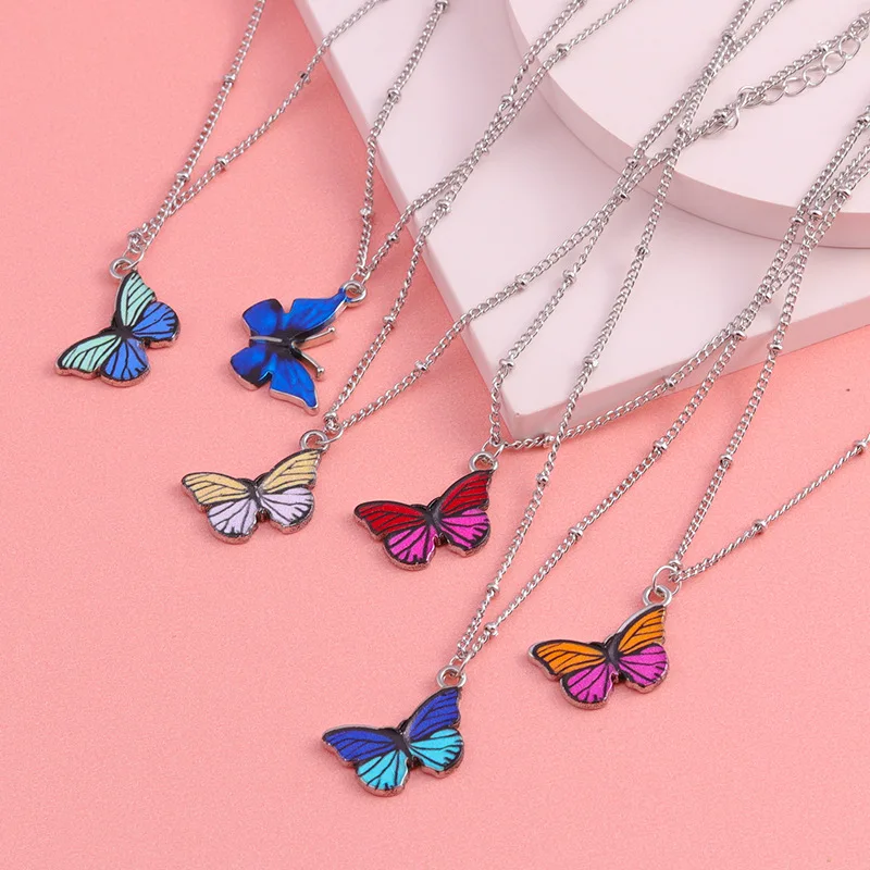 Bohemian Cute Blue Butterfly Choker Necklace for Women Clavicle (11)