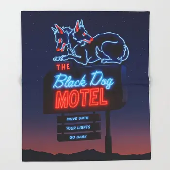 

Dog Cartoon Design Blankets The Black Dog Motel Throw Blanket Home Primitive Decor Throw Blanket for Sofa Free Shipping