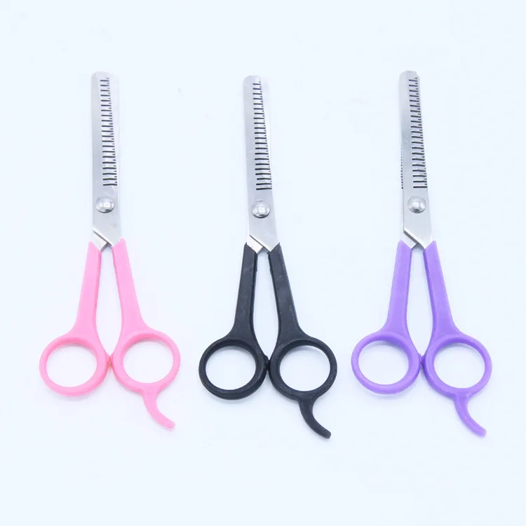 Tijeras de peluquería para mascotas, suministros de peluquería de acero inoxidable, tijeras de apertura con mango de plástico