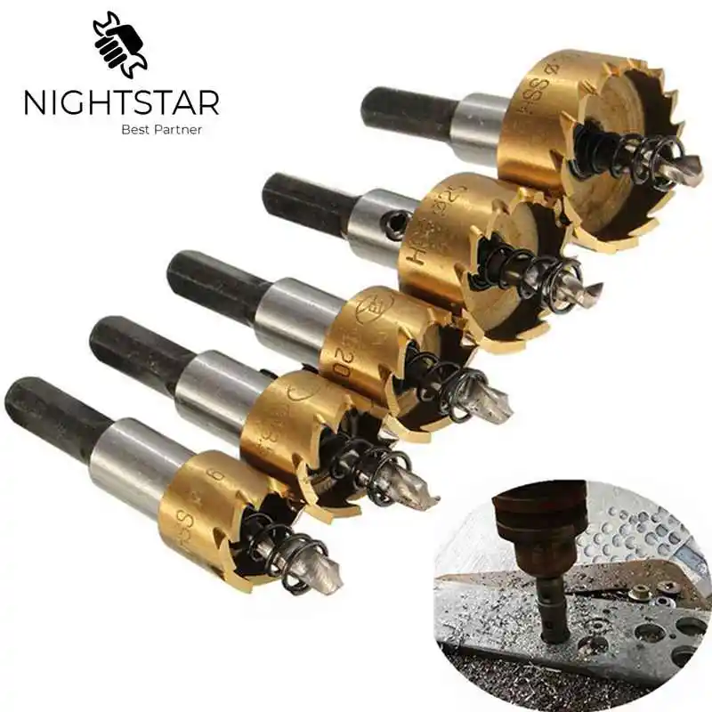 Saw-Set Drill-Bit Hole Metal-Alloy Stainless-Steel HSS 5pcs Krachtige 16-18.5 20-25-30mm
