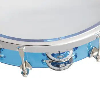 

10''RHYTHM TAMBOURINE W/ 6 PAIR METAL JINGLE PERCUSSION FOR KIDS ADULTS BLUE