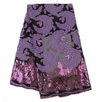 

NIAI New Arrival 3D African Dry Lace Fabric Embroidery French Mesh Lace Fabrics With Sequins For Nigerian Party Dress XY3229B-4