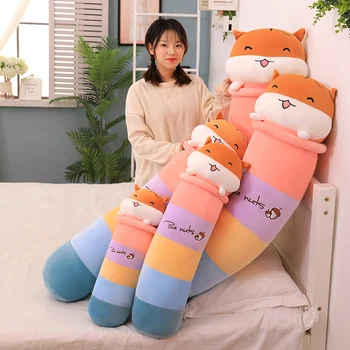 

Rainbow Cartoon Hamster Long Throw Pillow Plush Toy Pillow Birthday Present for Kids Boys Girls J99Store
