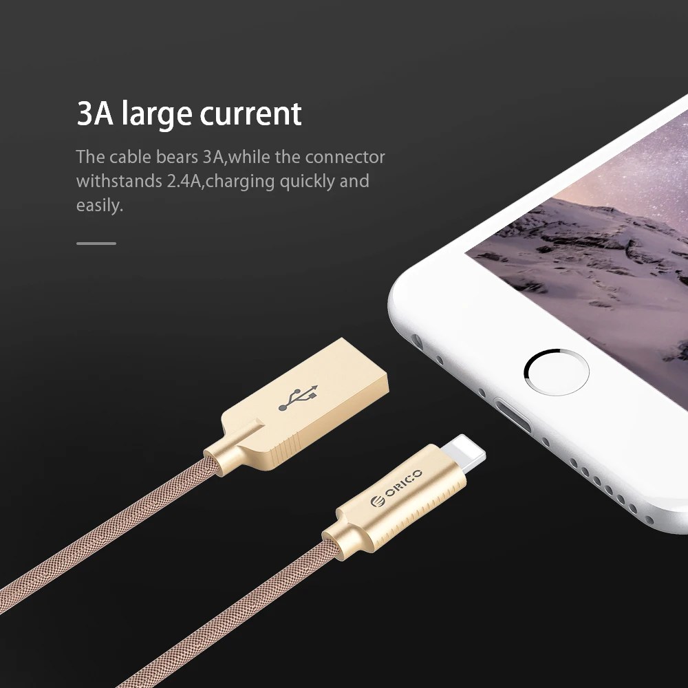 ORICO LTU Lightning USB кабель для iPhone кабель 2.4A Быстрая зарядка кабель type-c линия передачи данных для iPhone 6 huawei samsung Xiaomi
