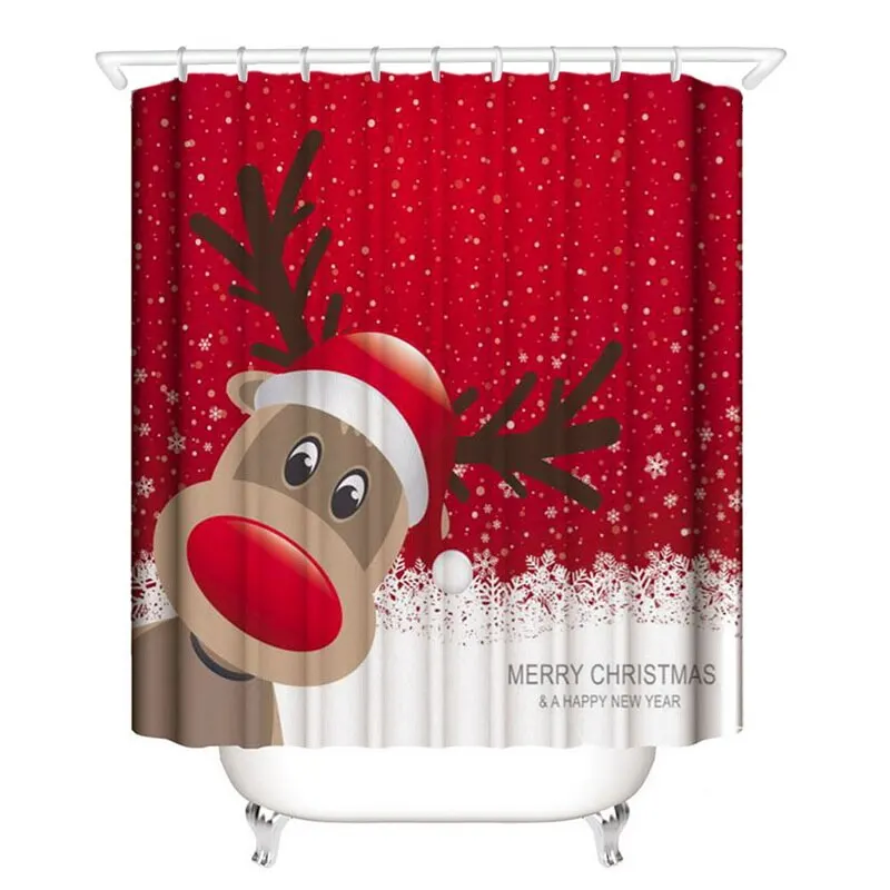 Рождественская занавеска для душа с принтом снеговика, водонепроницаемая занавеска, Рождественское украшение для дома, высокое качество, год, 27 - Цвет: 180cmx180cm