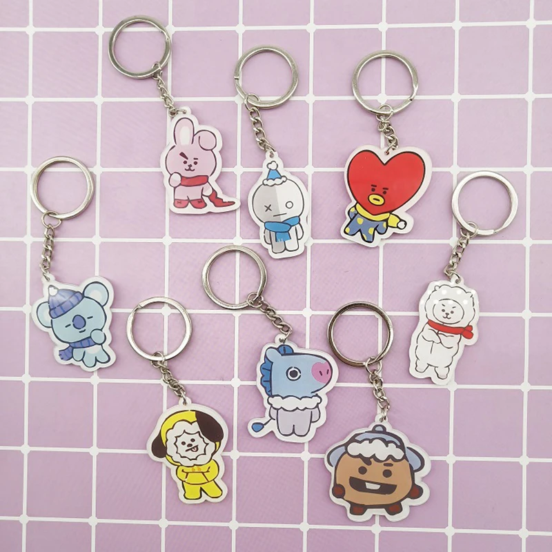 Bangtan мальчики Рождество "Suga" "TATA" и т. Д. Индивидуальные хороший мультфильм брелок цепи сумки для женщин мужчин ювелирные изделия Bangtan аксессуары