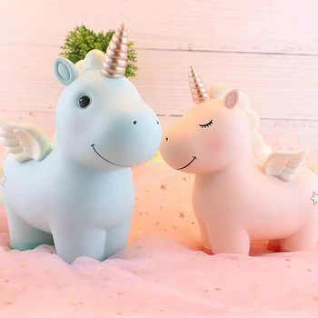 

Pink Unicorn Kids Piggy Bank Money Boxes Home Decoration Christmas Gifts Ceramic Animal Coin Boxes Figurines Toys For Gift