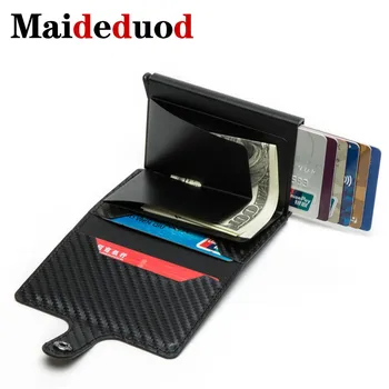 

2020 New Men Credit Card holder Women Metal RFID Wallet Aluminium Male Cardholder Business ID Card holder Leather Men purse