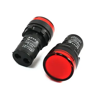 

2 Pcs 24V AC DC Red LED Round Top Indicator Light Pilot Signal Lamps