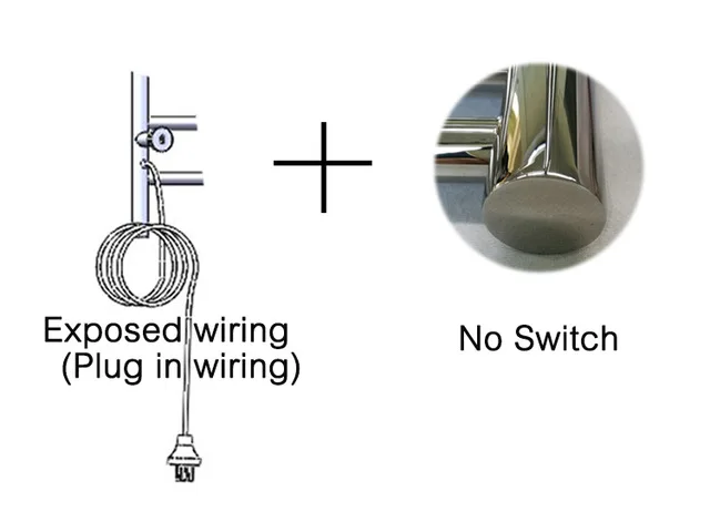 304 Электрический настенный TW-RC5 полотенцесушитель, сушилка, аксессуары для ванной комнаты, полотенцесушитель с подогревом - Цвет: Plug and No Switch