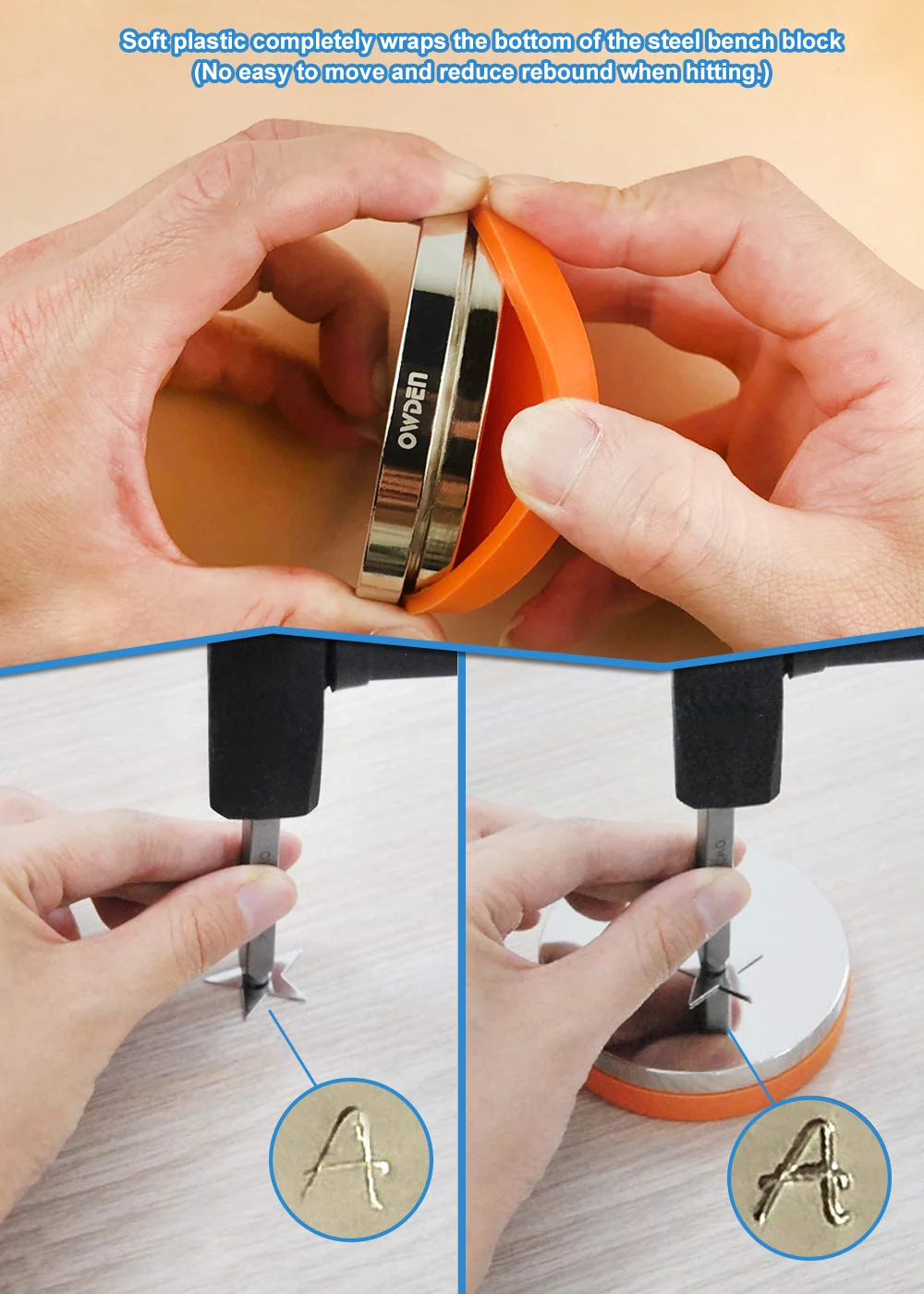 OWDEN Metal Steel Bench Block for Jewelry Stamping Tool（No Rebound)