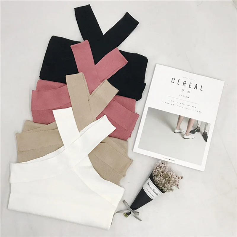 

Fannic Ladies Women Sexy Knitted Cross Neck Short Sleeveless Sweaters Lady Vests Bralet Fashion New Summer Outfits