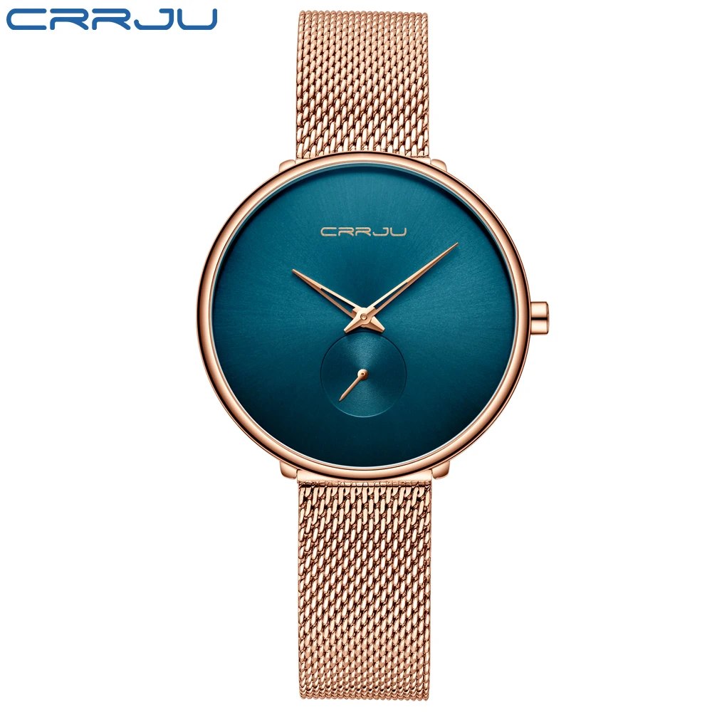 CRRJU Лидирующий бренд сети с женскими часами, простой дизайн ежедневных часов, водонепроницаемые женские часы - Цвет: blue