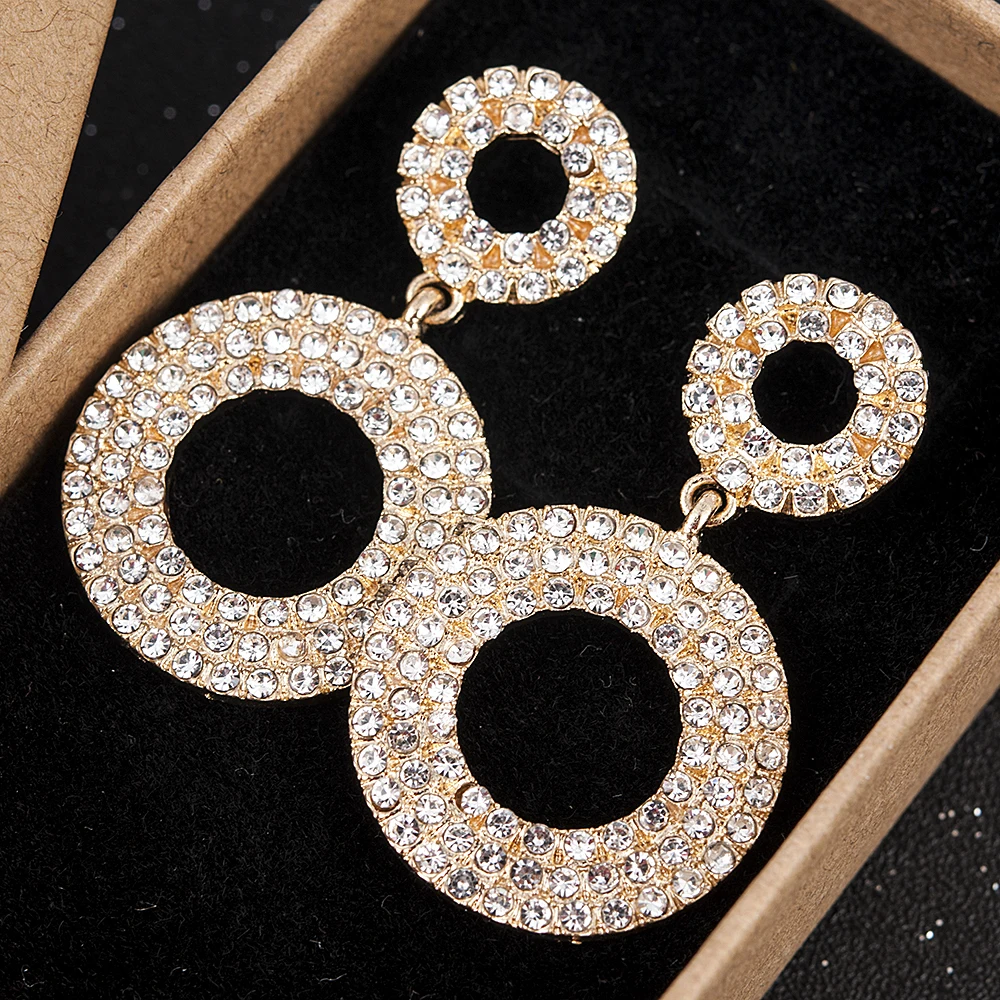 Новая мода высокое качество Серебряные стразы Висячие серьги для женщин подарок ювелирные изделия хрустальные серьги