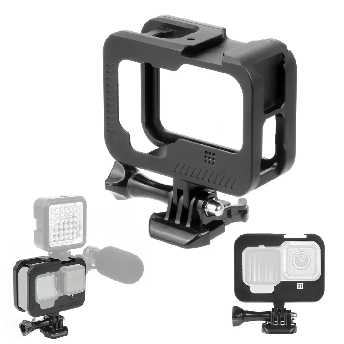 GoPro Hero 13,12,11,10,9用のアルミニウム製カメラフレームケージ
