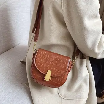 

MINI Stone Pattern PU Leather Saddle Bags for Women 2020 Female Solid Color Shoulder Crossbody Bag Female Handbags and Purses