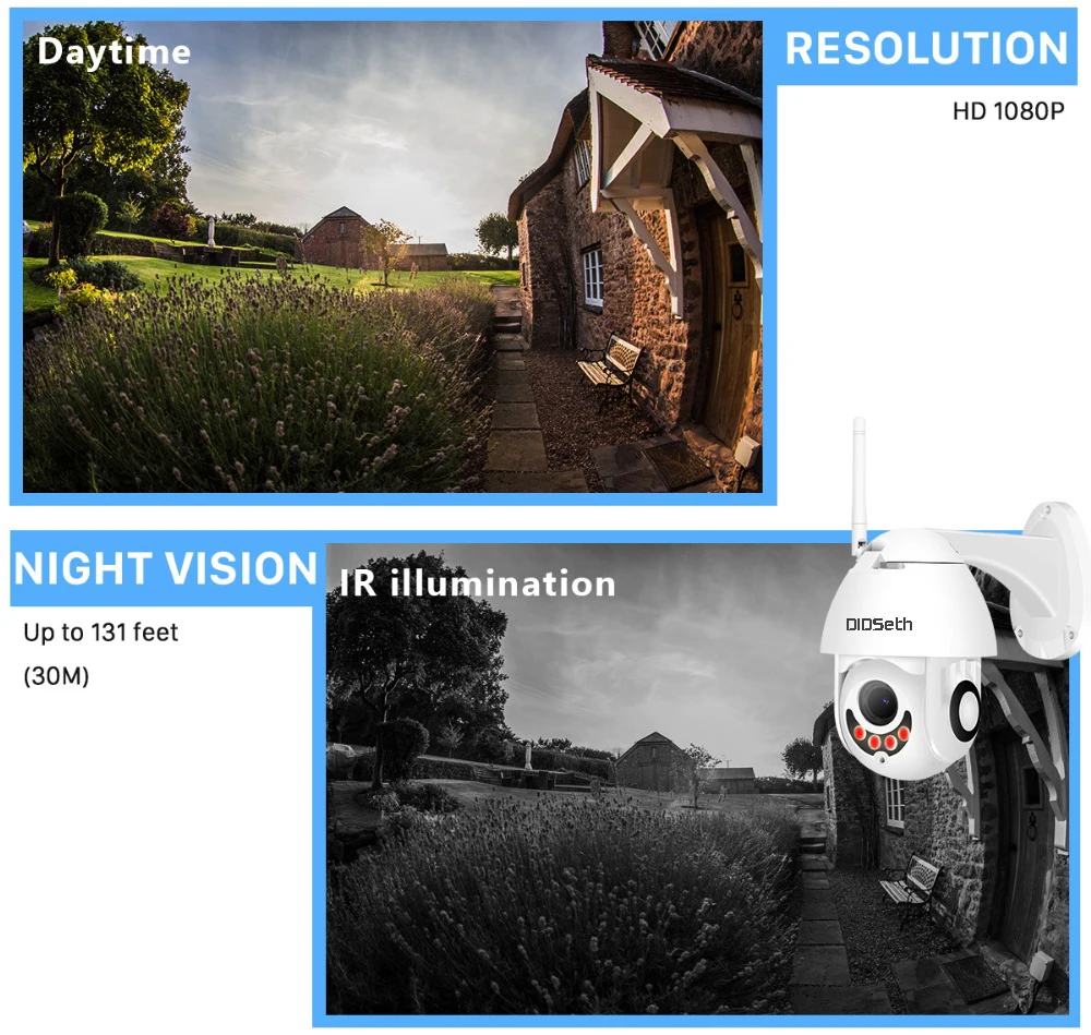 DIDSeth wifi камера наружная PT IP камера 1080p Wi-Fi купольная CCTV Камера Безопасности s IP камера wifi Внешняя 2MP IR домашняя съемка