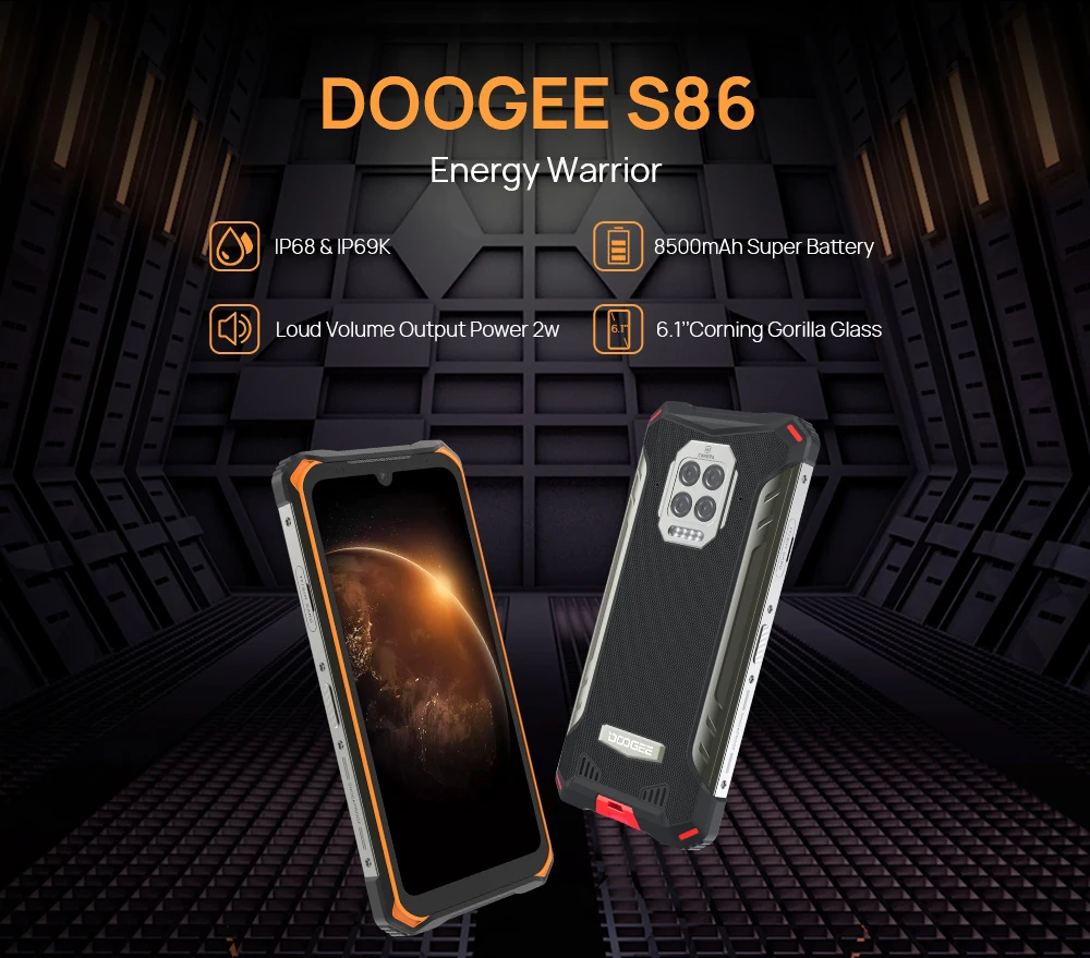 DOOGEE S86 Rugged Smart Phone 6GB+128GB 8500mAh Super Battery  Smartphone IP68/IP69K Mobile Phone HelioP60 Octa Core Android 10 samsung dual sim best phone