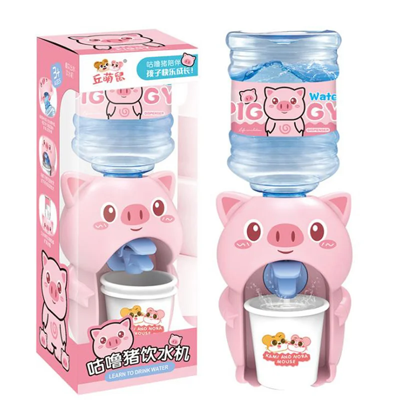 Mini juguete dispensador de agua con dibujos animados, juguetes para jugar a las casitas, dispensador de agua juguete, casa de juegos de cocina