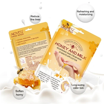 

Honey Milk Hand Mask Whitening Hydrating Hand Mask Cover Desalination Fine Lines Anti-drying Gloves