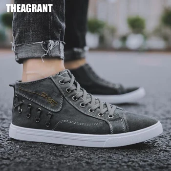 

THEAGRANT Mens High-top Canvas Shoes Men 2019 Spring Autumn New Fashion Sneakers Lace-up Breathable Solid Man Footwear MSN2010
