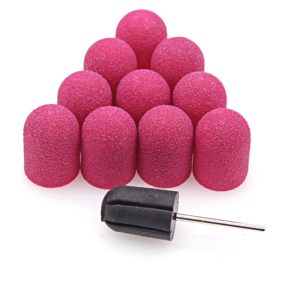 

5PCS 16*25 80/120/150/180/240 Sanding Caps +1PC Rubber Mandrel Cutter for Pedicure Polishing Sanding Band for Pedicure Accessory