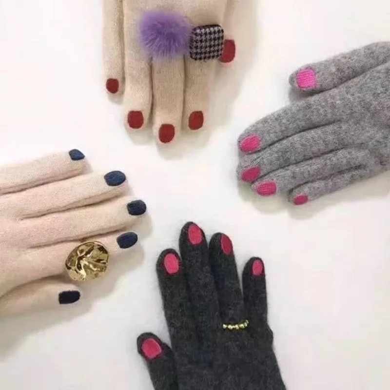 11,11 Newness, рождественские перчатки для ногтей, зимние кашемировые перчатки с вышивкой, матовые плотные теплые женские перчатки