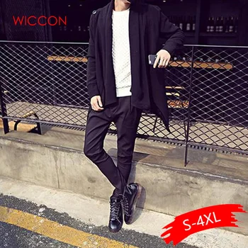 

Spring Autumn Men Thin Long Trench Coat Gothic Cloak Nightclub Singer Stage Costume Mens Irregular Hip Hop Jackets Cardigan