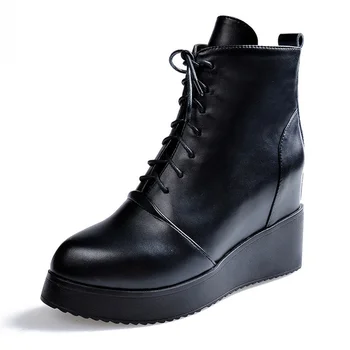 

Martin boots women autumn winter new pointed toe female shoes platform waterproof platform women wedges increased heeled boots