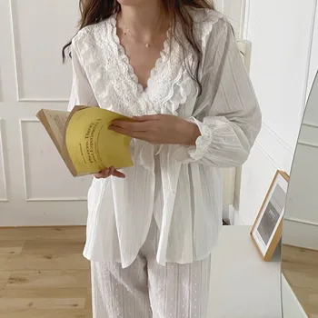 Elegant Pure Color Cotton 2021 Pajamas Women Cotton Home Clothes