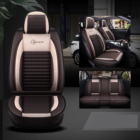 Coffee Standard Льняные универсальные автомобильные чехлы на сиденья для Chevrolet blazer caprice captiva cobalt colorado cruze epica equinox - Color Name: Coffee Standard