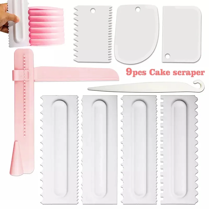 9Pcs/Set Cream Scraper Irregular Teeth Edge DIY Scraper Cake Decorating Fondant pastry cutters Baking Spatulas Tools ZXH