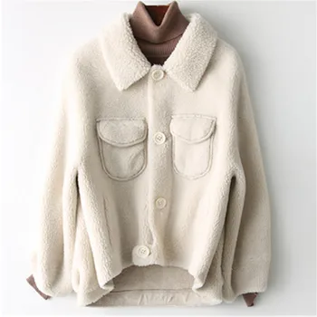 

Winter Coat for Women Sheep Fur coats Wool Blends Korean Manteau Femme Hiver Autumn Jacket Plus size Parka Wool fur Outerwear