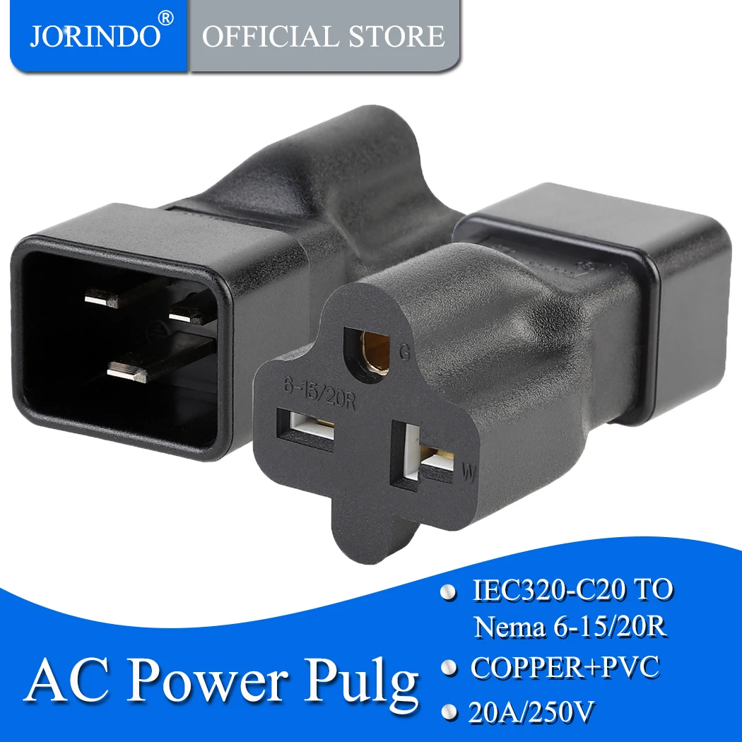 Jorinдо IEC320 C20 TO 6-15R 20Amp to T Blade AC Cable PDU UPS Plug Nema 6-20R Power Adapter | Электроника