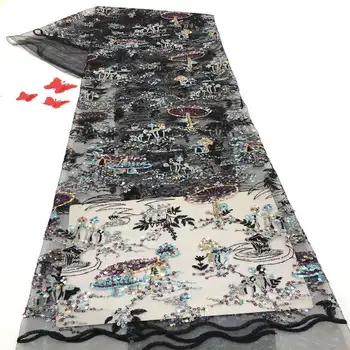 

2020 Latest French Nigerian Lace Fabric High Quality Embroidered Tulle African Laces Fabric Wedding French Tulle Lace FF73