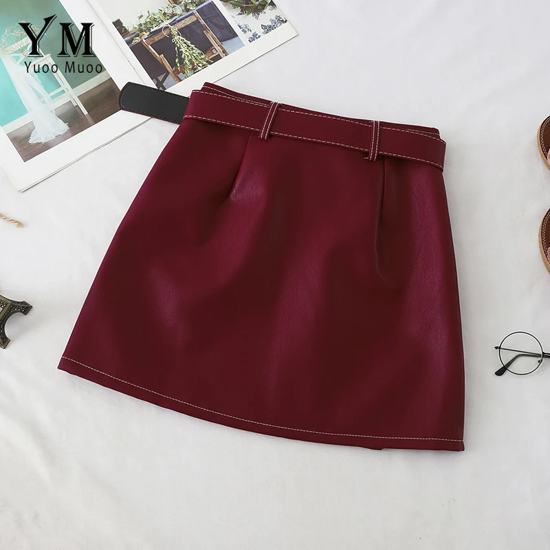 YuooMuoo модные застежки-молнии Дизайн PU кожаная юбка Высокая талия мини школьная юбка с поясом уличная Женская юбка Harajuku