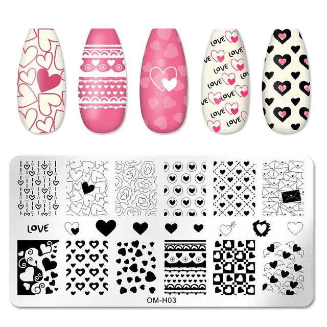 Nail Stickers Art Stamping Template Butterfly Leaves Floral Heart Stamp Plate Stencil Reusable Metal Manicure Nail Accessories M03