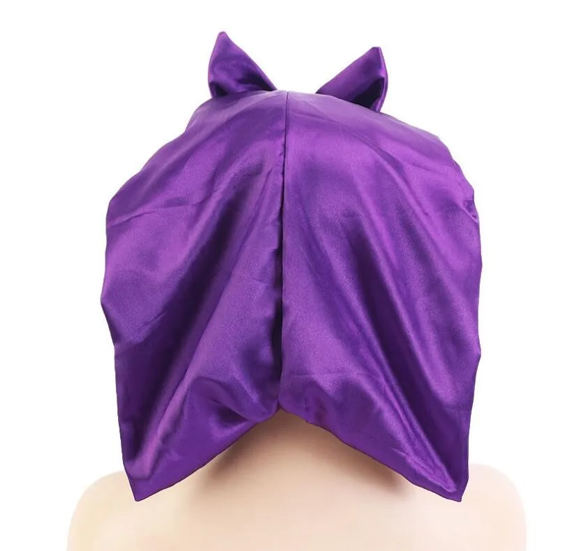 Ladies Long Oversized Elastic Satin Hair Accessories Cap Breathable Sleeping Hat Fashion Comfortable Satin Silk Hair Care Bonnet 3
