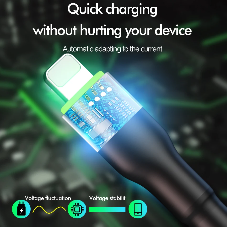 ROCK 3.1A USB кабель для iPhone 11 Pro Max Xs Xr X 8 7 6 Plus 6s ipad Быстрая Зарядка Синхронизация данных провод зарядное устройство для мобильного телефона шнур