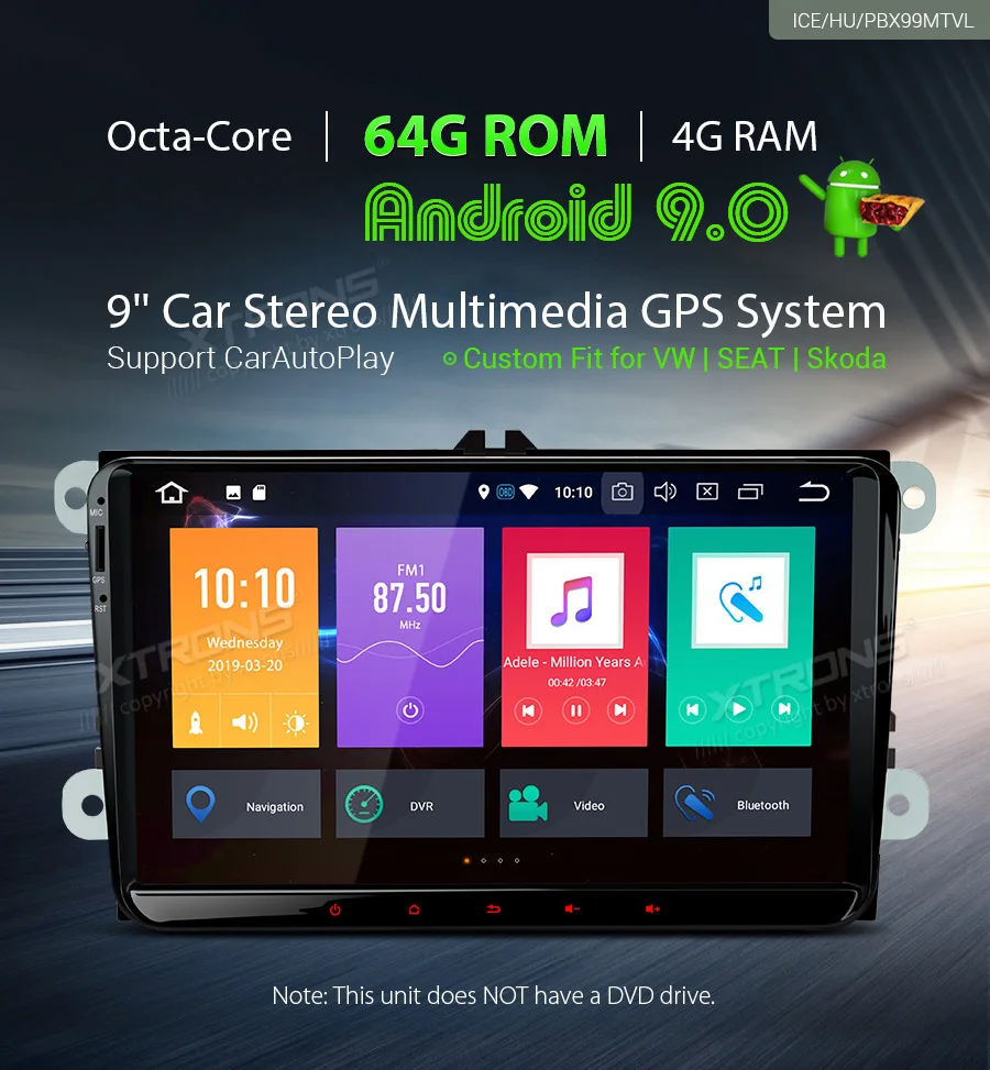 Clearance XTRONS 9"Android 9.0 Octa Core 4GB RAM 64GB ROM Car Multimedia GPS System for Volkswagen for Seat for Skoda TPMS OBD NO DVD 0