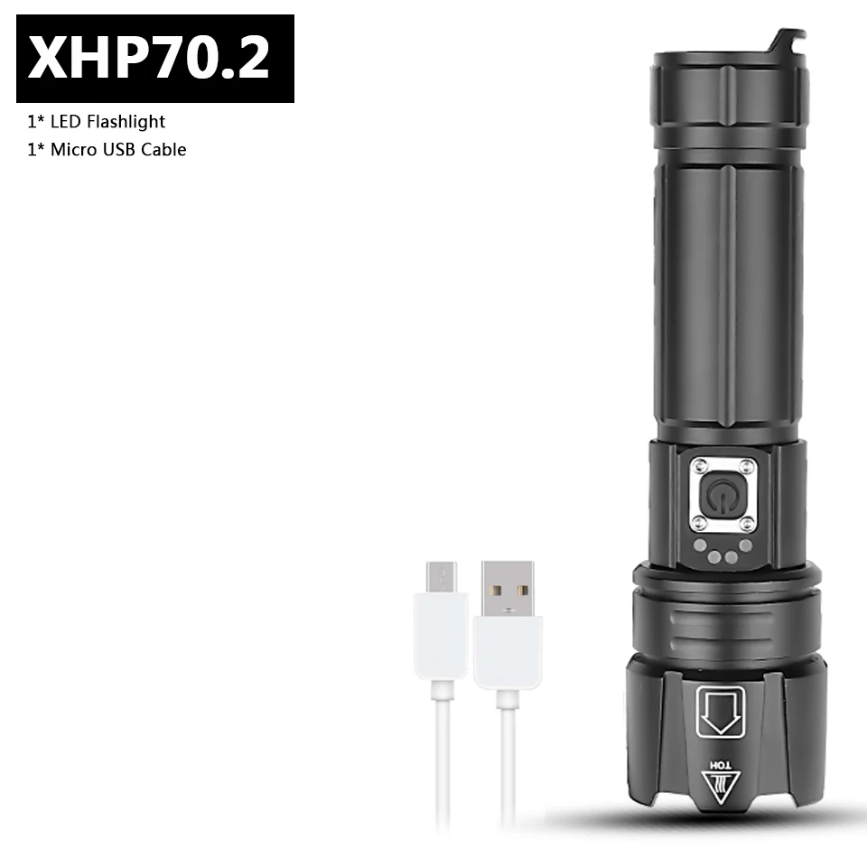 Package E Xhp70.2 светодиодный фонарик power bank функция usb зарядка растягивающийся зум ударопрочный мощный перезаряжаемый фонарь 18650 или 26650 - Испускаемый цвет: Package E
