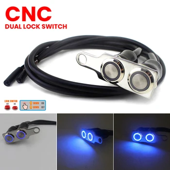 

12V Waterproof LED Motorcycle Handlebar Switch Double ON-OFF Push Button Spot Fog Light Switch Motorcycle Accessories