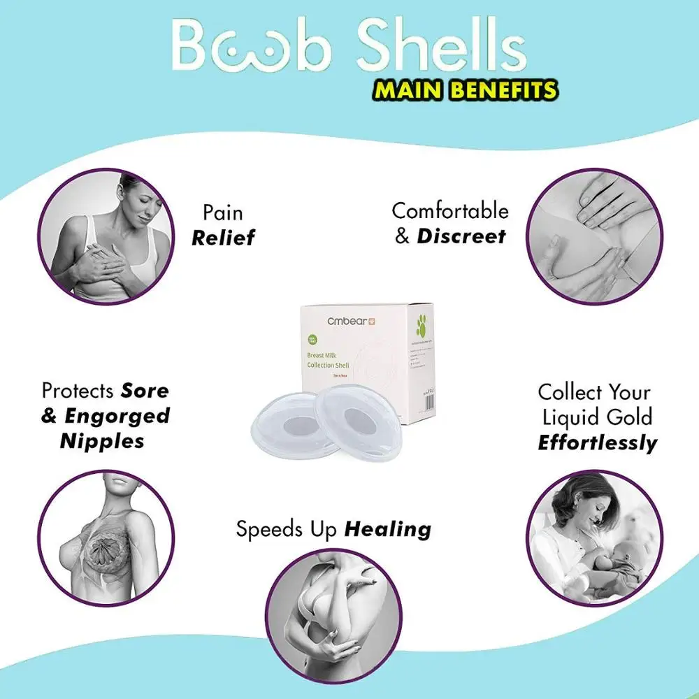 LOV Breast Shells,Milk Saver, Reusable Protect Sore Nipples for  Breastfeeding, Collect Breastmilk Leaks for Nursing Moms, Soft and Flexible