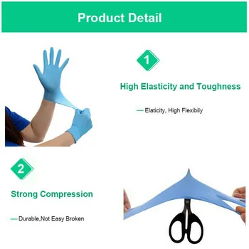 

100pcs Blue Dental Nitrile Disposable Gloves Powder Free Food Grade XS S M L XL