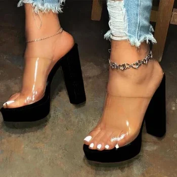 

Summer Women High Heels Sandals Transparent Shoes Woman Fashion Ladies Thick Platform Sandals Open Toe Female Shoes 2020